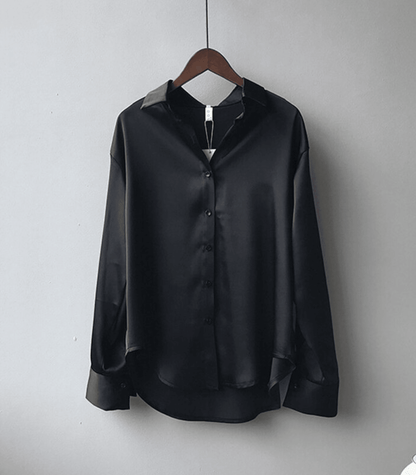 Elegante Seidenbluse Satin mit Knöpfen Damen