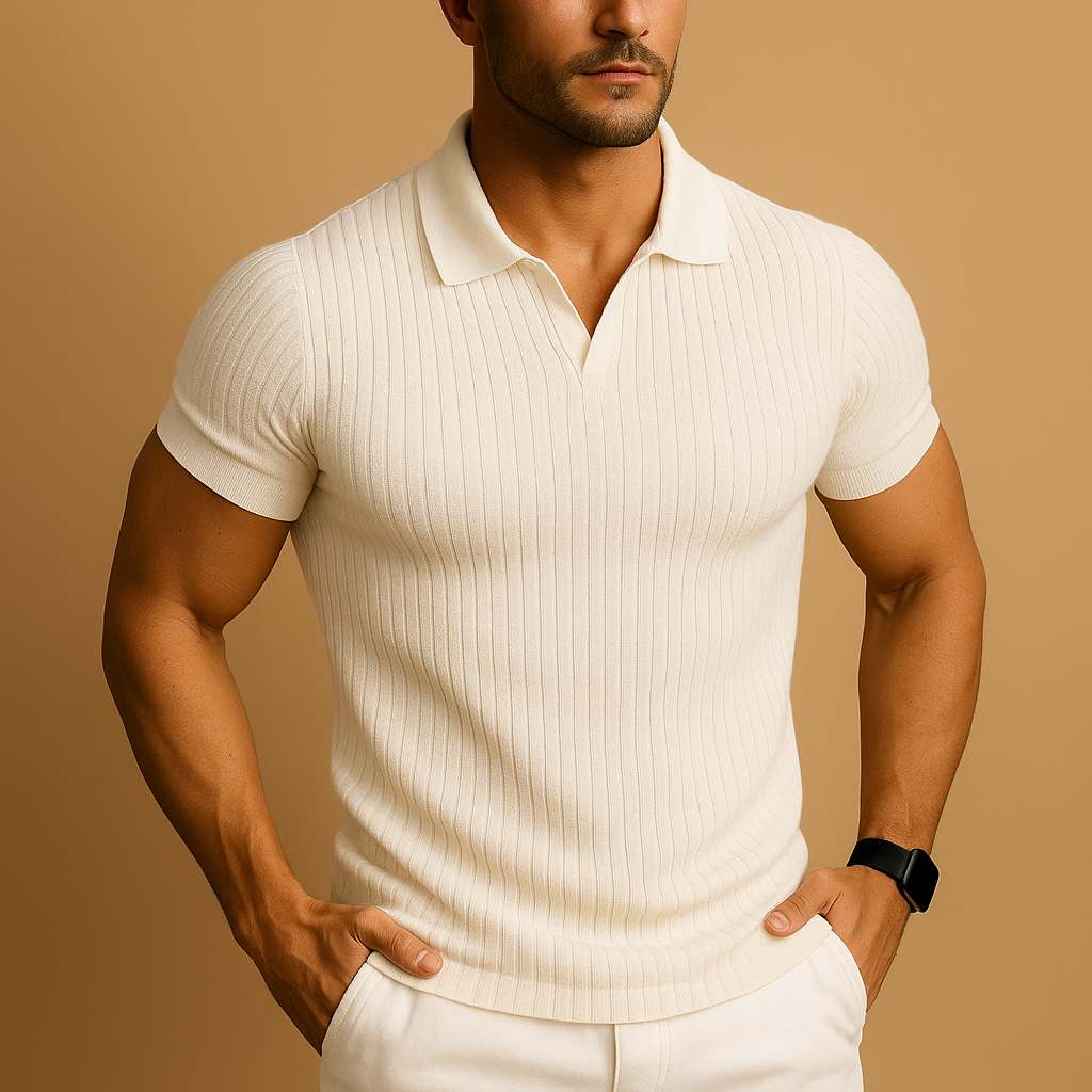 Herrenpolo Rippstrick Elegantes und Lässiges Design - BerlinGlamour