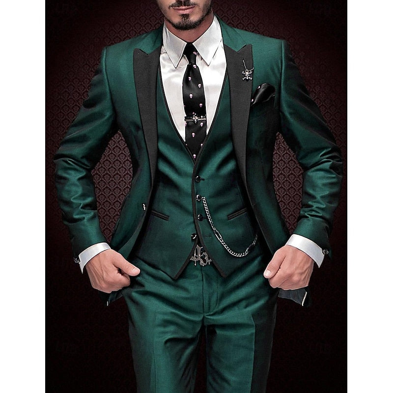 Herren Anzug Set: 3-teilig Leinen Business Blazer Hose
