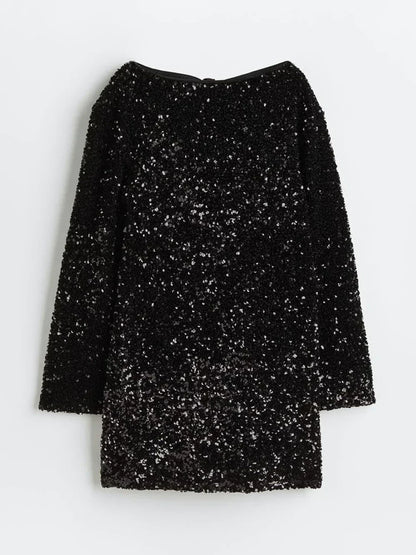 Kleid Mini Glitzer mit Pailletten und Satin