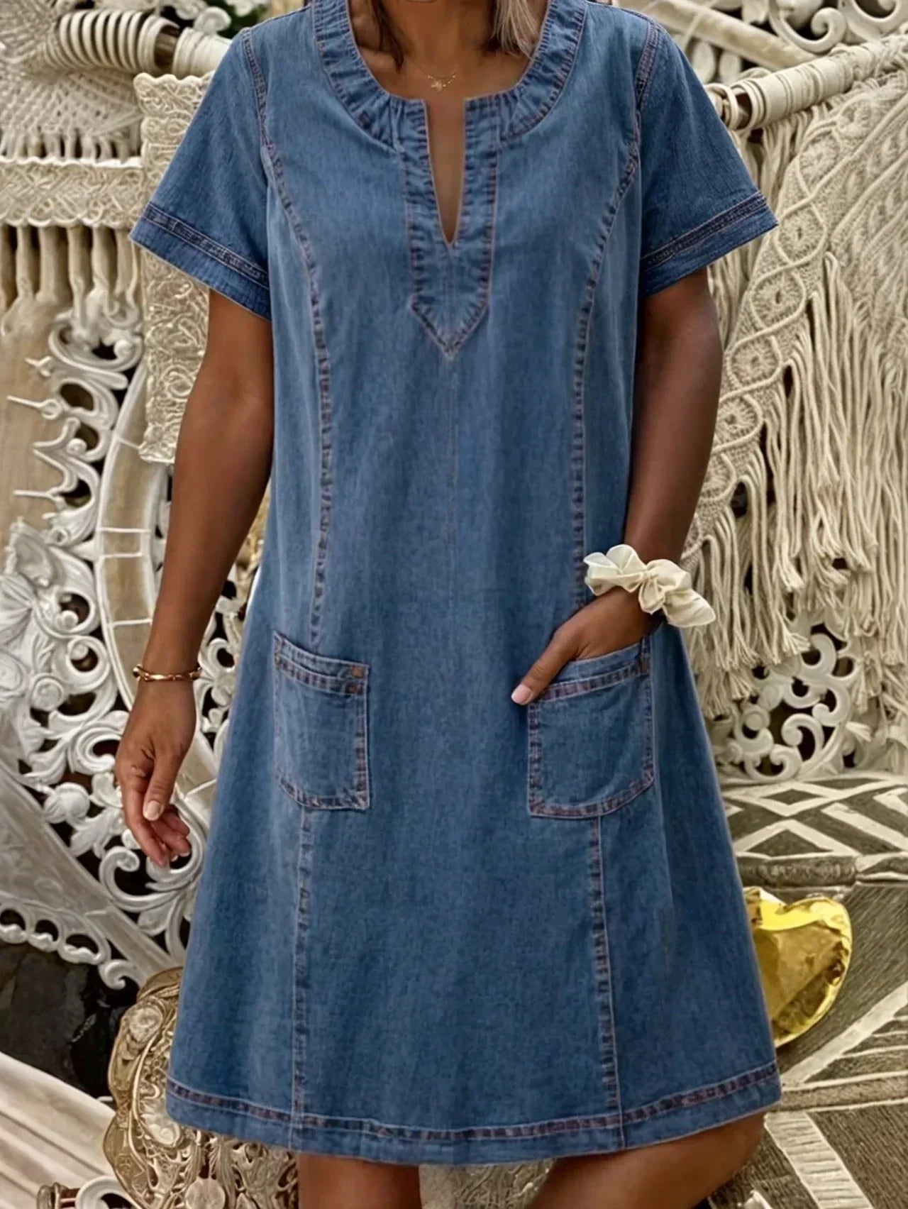 Damen Sommerkleid Lässig Mit Taschen Leicht - BerlinGlamour