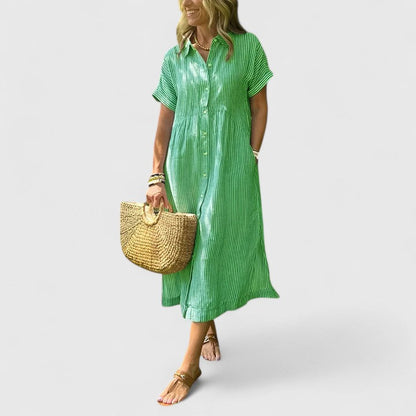 Damen Midikleid Gestreift Locker Leicht
