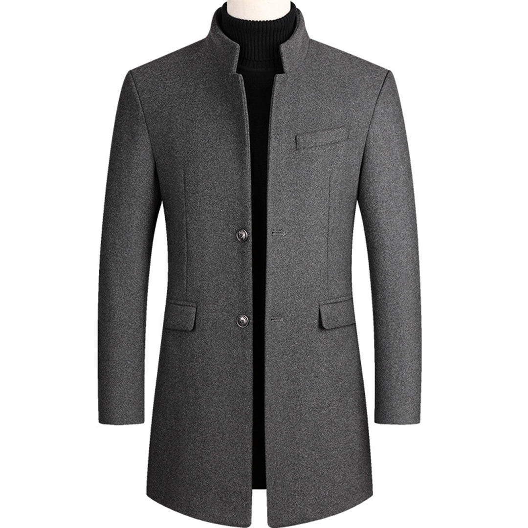 Herren Mantel Elegant Lang Schwarz