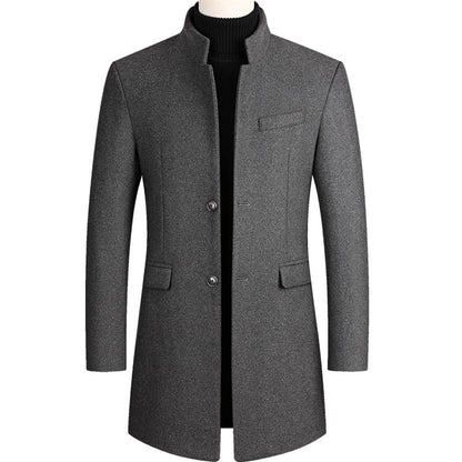 Herren Mantel Elegant Lang Schwarz