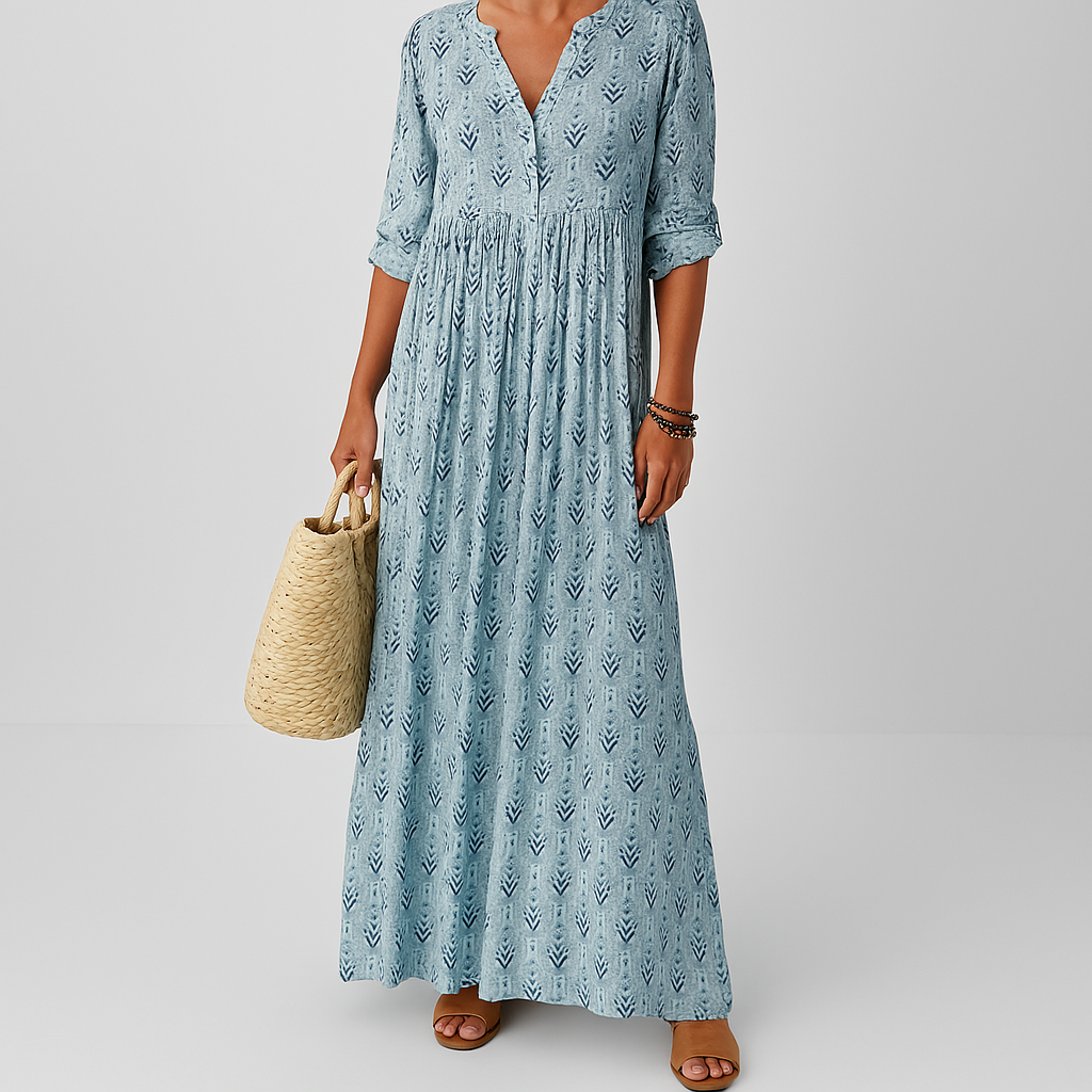 Boho Sommerkleid Langarm Damen Print Kleid - BerlinGlamour