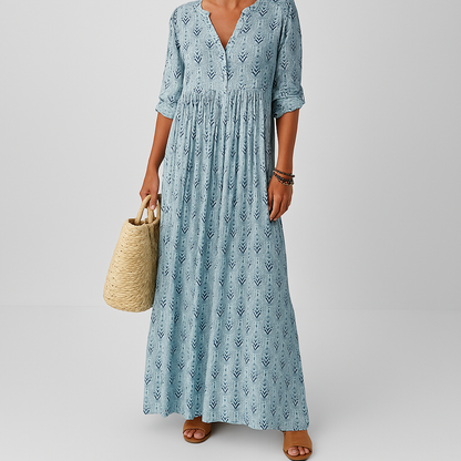 Boho Sommerkleid Langarm Damen Print Kleid - BerlinGlamour
