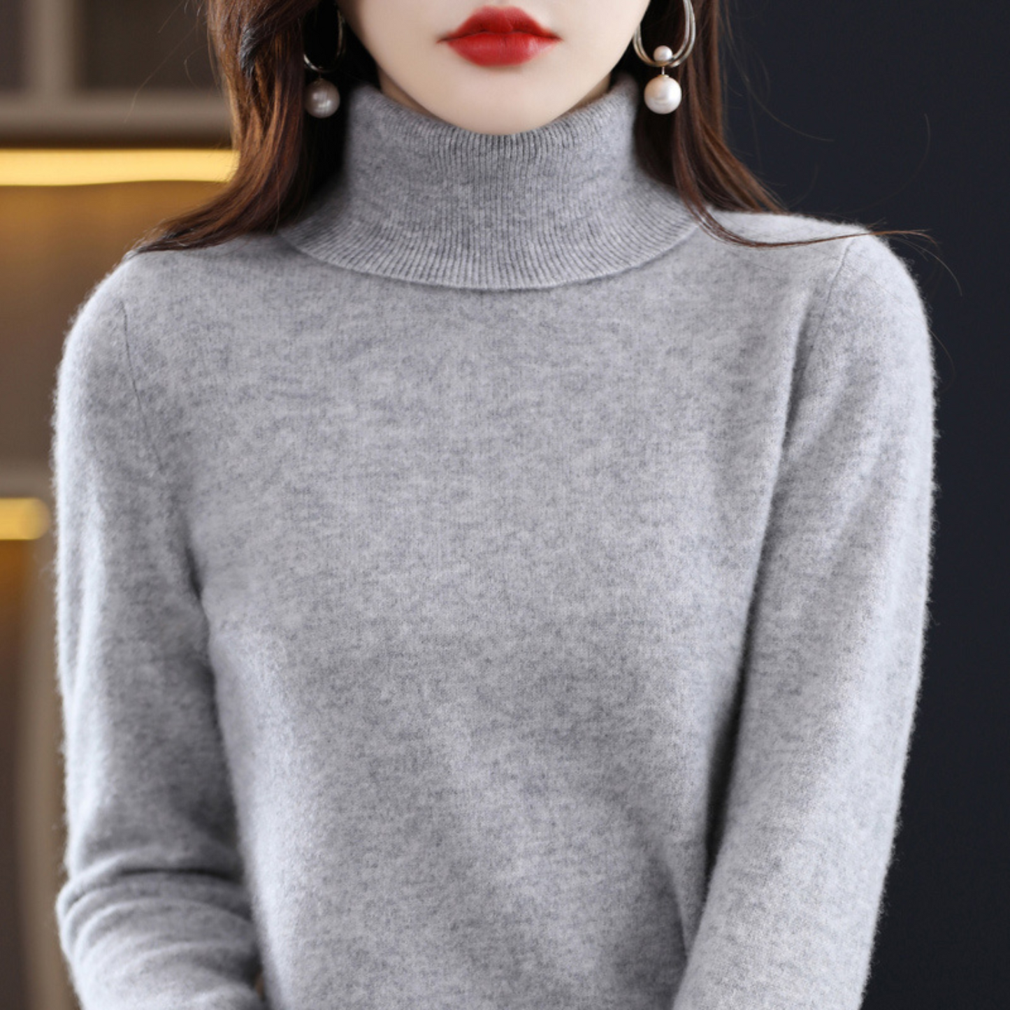 Damen Rollkragenpullover Klassisch Warm Winter