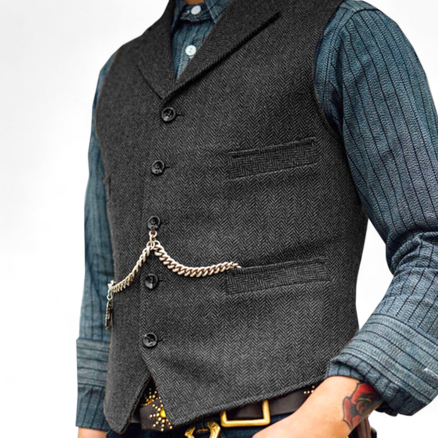 Herren Anzugweste Zeitlos Elegant Schwarze Slimfit