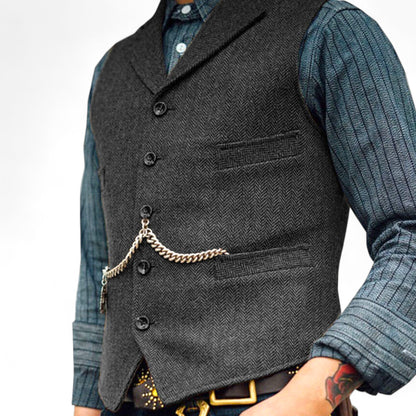 Herren Anzugweste Zeitlos Elegant Schwarze Slimfit
