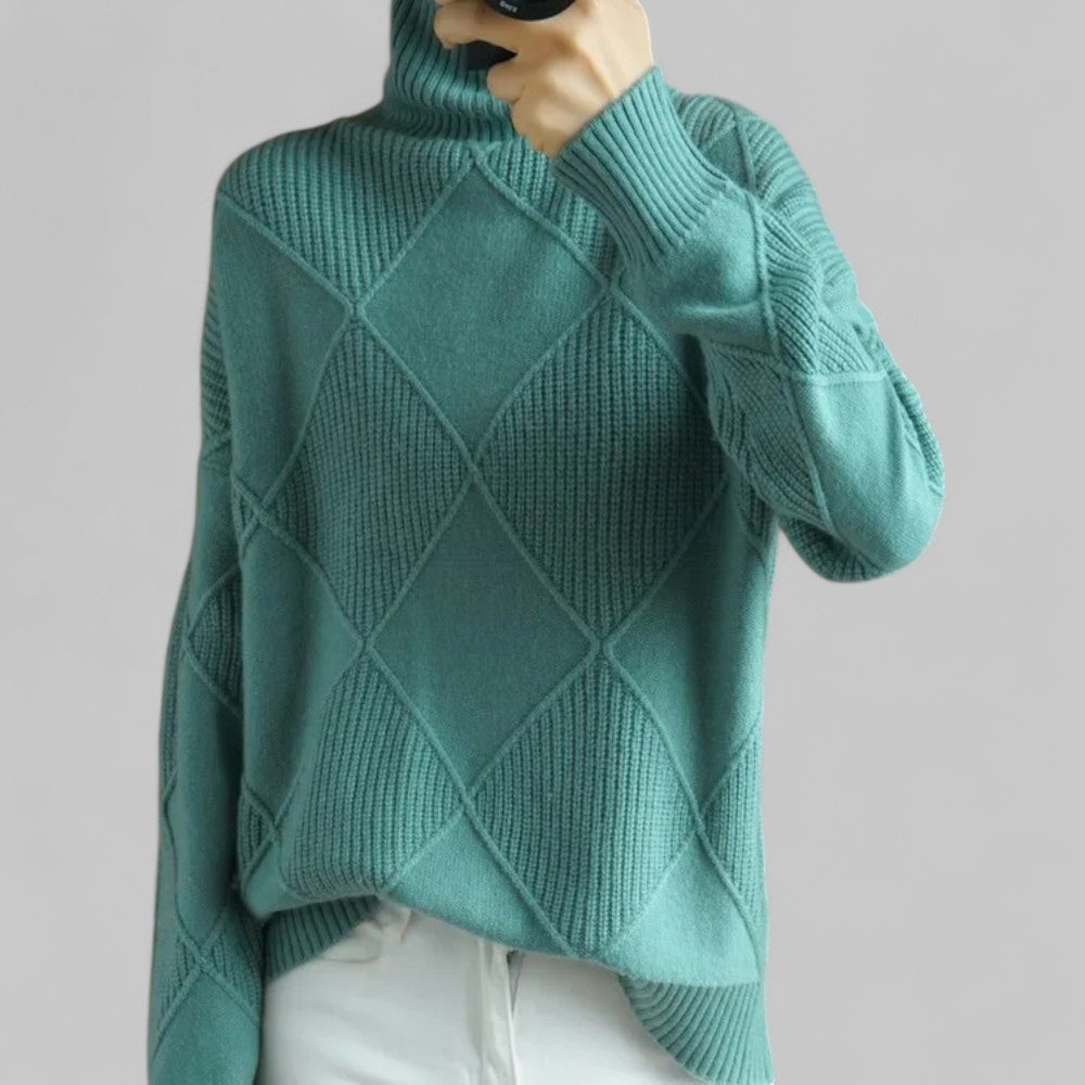 Damen Pullover Rollkragen Locker Geschnitten Bequem