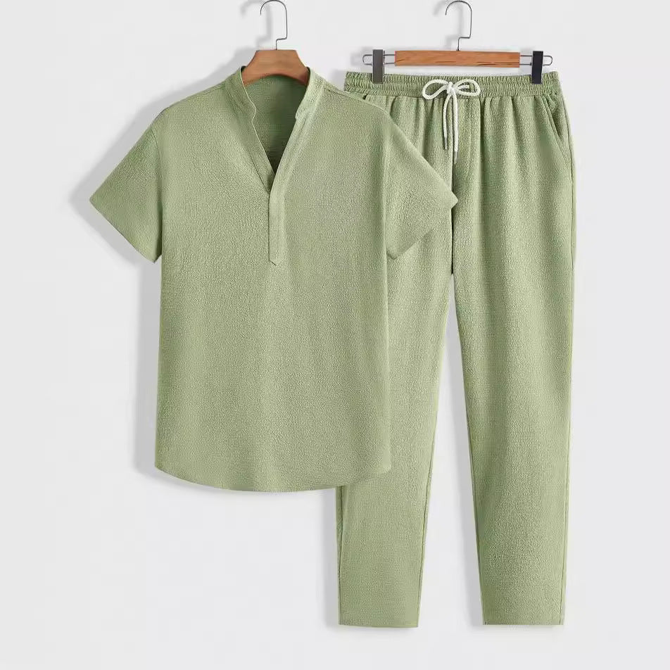 Herren Lounge-Set Komfortable Polo Stehkragen Hose