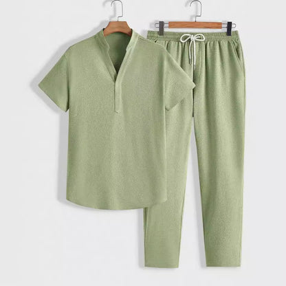 Herren Lounge-Set Komfortable Polo Stehkragen Hose