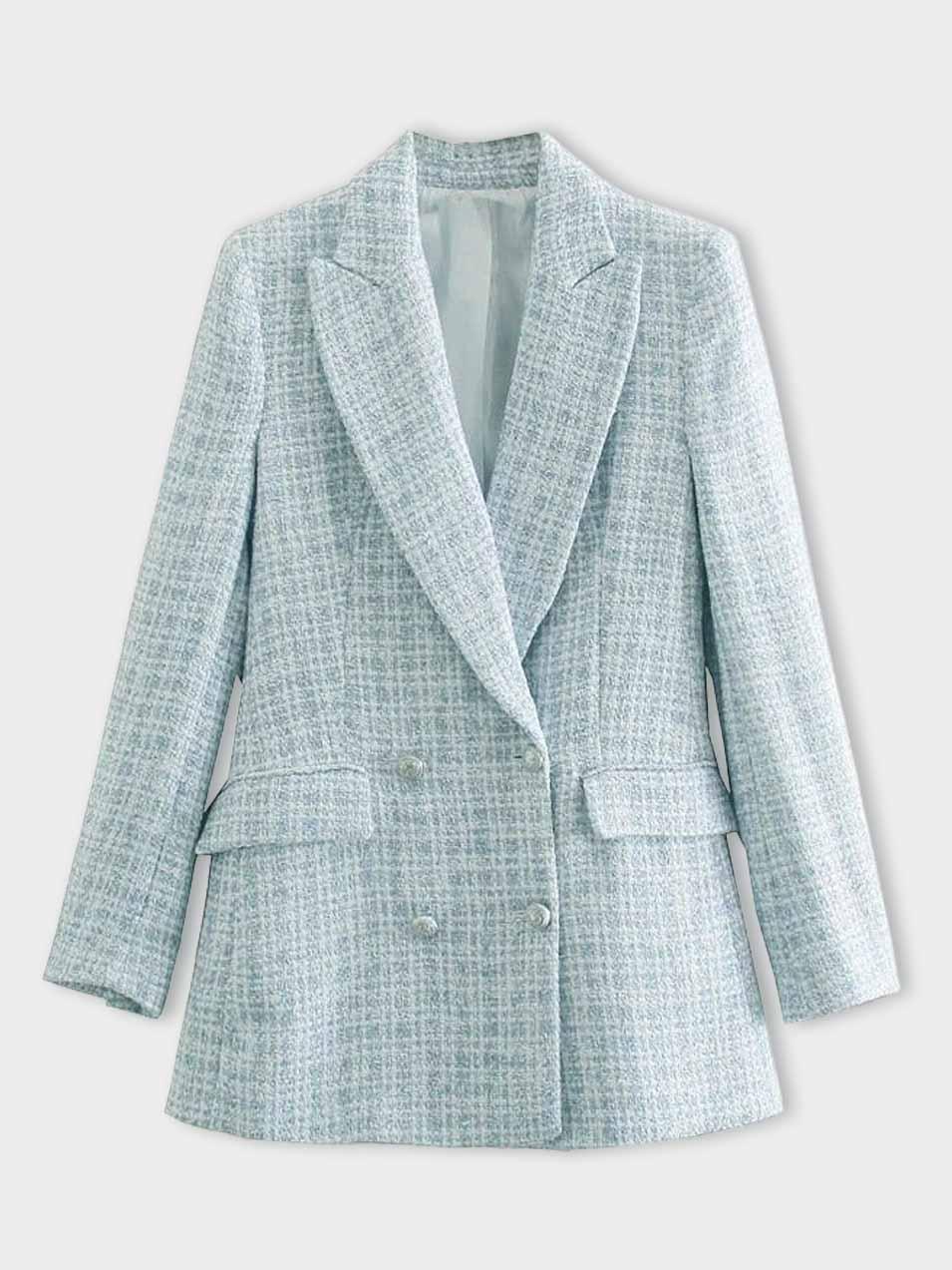 Damen Blazer Hellblau Knöpfe Modern - BerlinGlamour