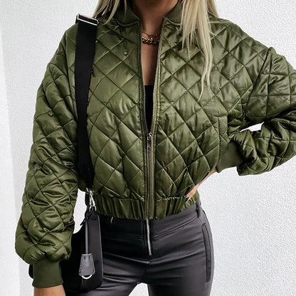 Kurze Damen Bomberjacke Steppjacke Reißverschluss