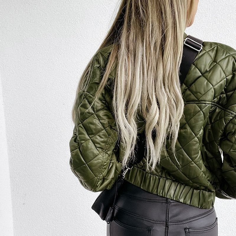 Kurze Damen Bomberjacke Steppjacke Reißverschluss