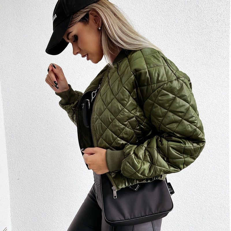 Kurze Damen Bomberjacke Steppjacke Reißverschluss