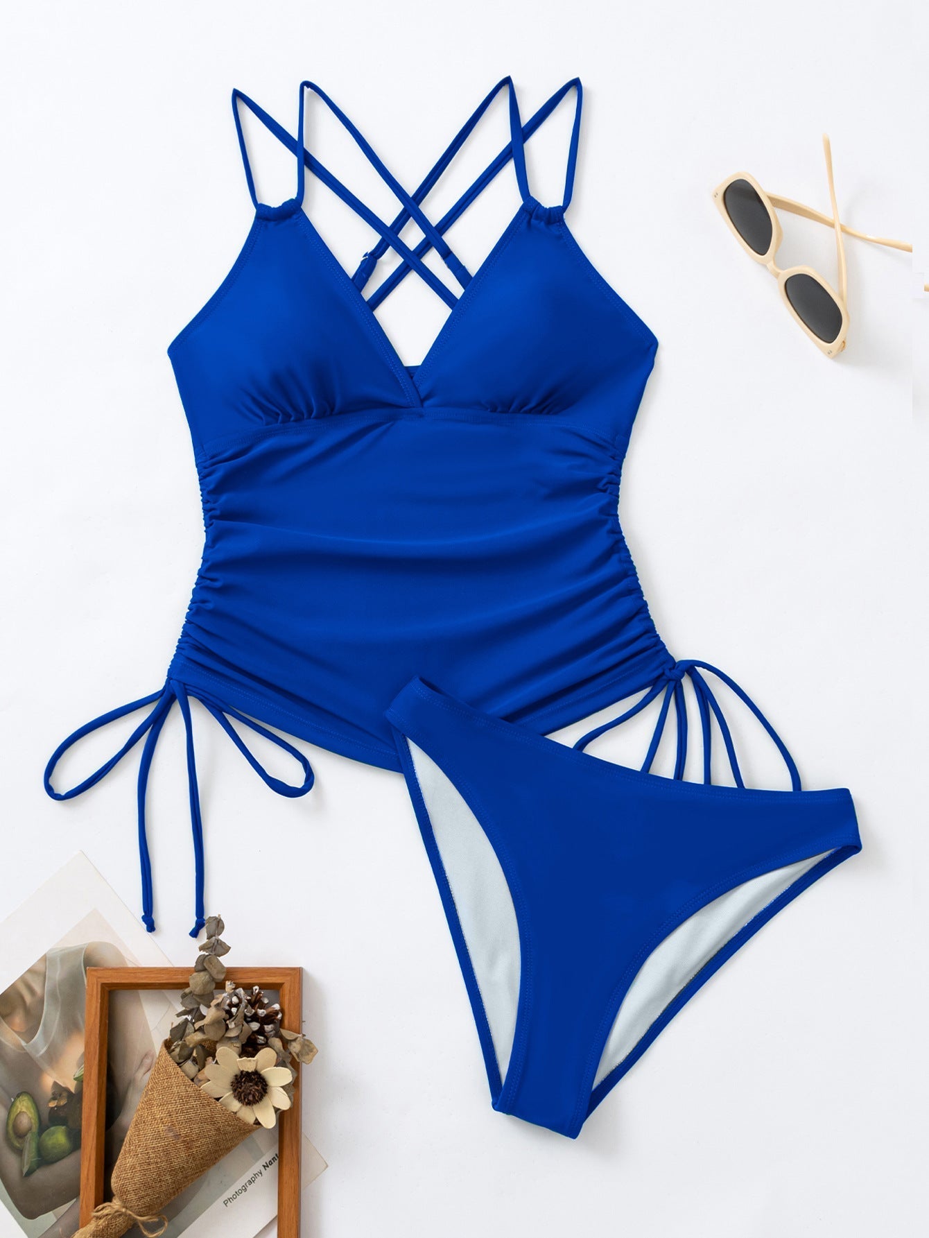 Badeanzug Tankini Überkreuzte Träger Damen Bikini