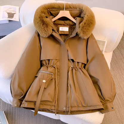 Damen Parka Mantel Winter Warm mit Kunstfell Kapuze