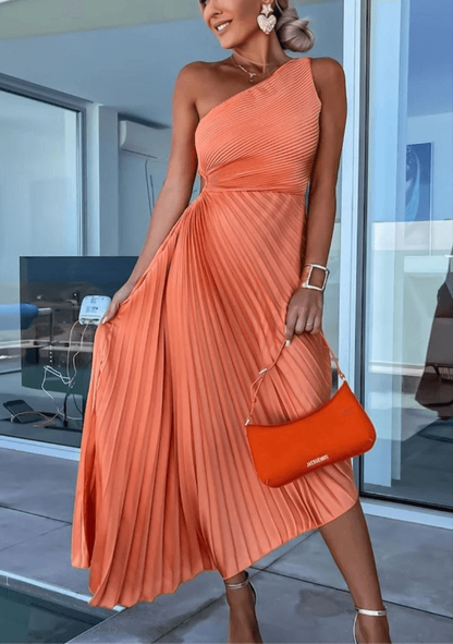 Damen Maxikleid One Shoulder Sommerkleid Elegant