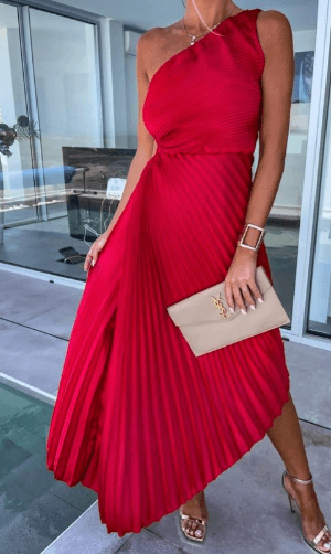 Damen Maxikleid One Shoulder Sommerkleid Elegant - BerlinGlamour
