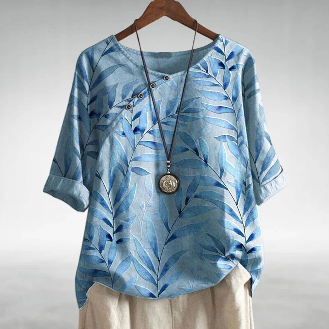 Bluse Damen Blumenmuster Knöpfe Relax Fit - BerlinGlamour