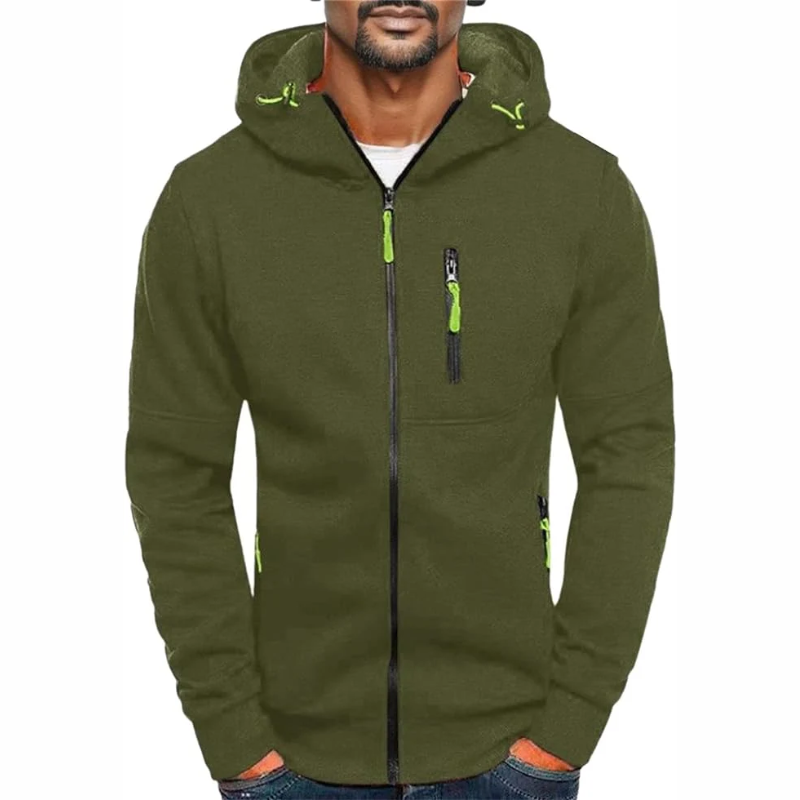 Herren Kapuzenpullover Schwarz Reißverschluss Modern