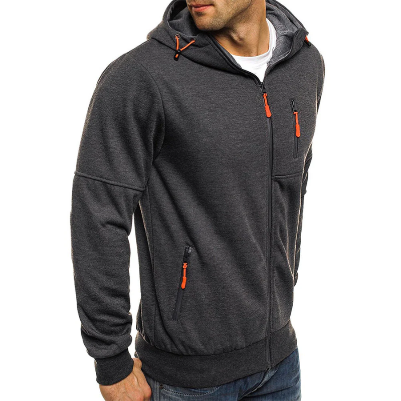 Herren Kapuzenpullover Schwarz Reißverschluss Modern - BerlinGlamour