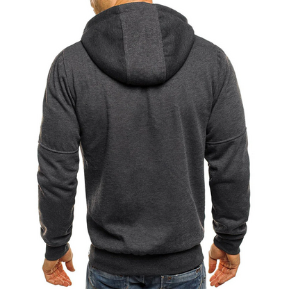 Herren Kapuzenpullover Schwarz Reißverschluss Modern