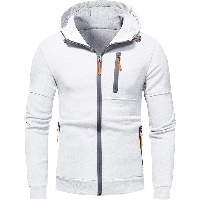 Herren Kapuzenpullover Schwarz Reißverschluss Modern