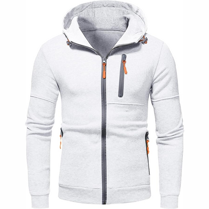 Herren Kapuzenpullover Schwarz Reißverschluss Modern