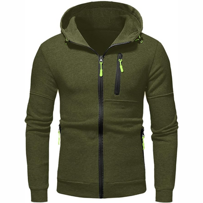 Herren Kapuzenpullover Schwarz Reißverschluss Modern