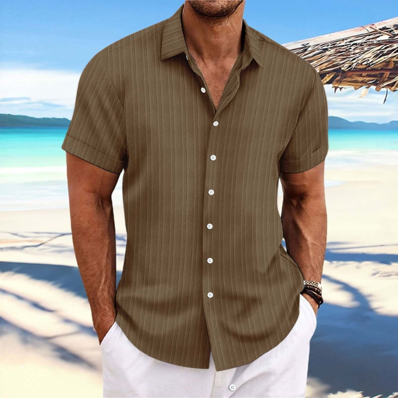 Herren Kurzarmhemd Sommer Leicht Modern