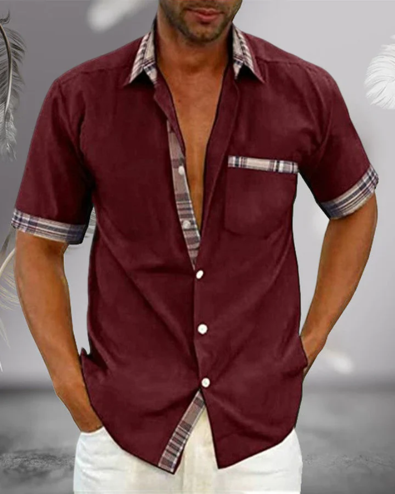 Herren Hemd Stehkragen Kurzarm Modern Slimfit