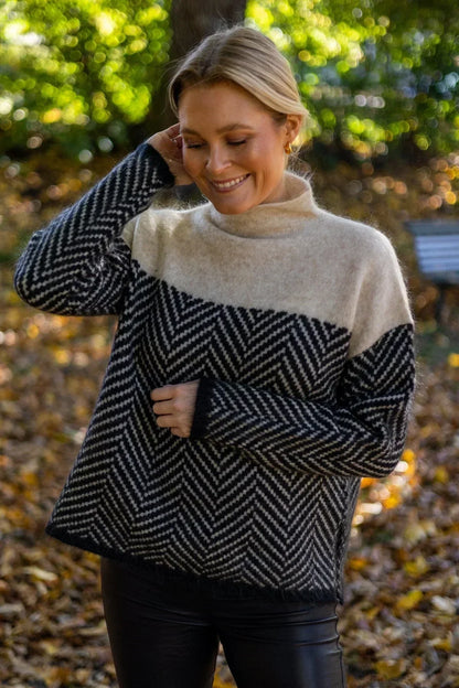 Damen Strickpullover Lockere Passform Hochkragen