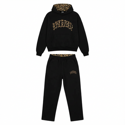 Leopard Jogginganzug Damen Hoodie Set Mit Leo Muster