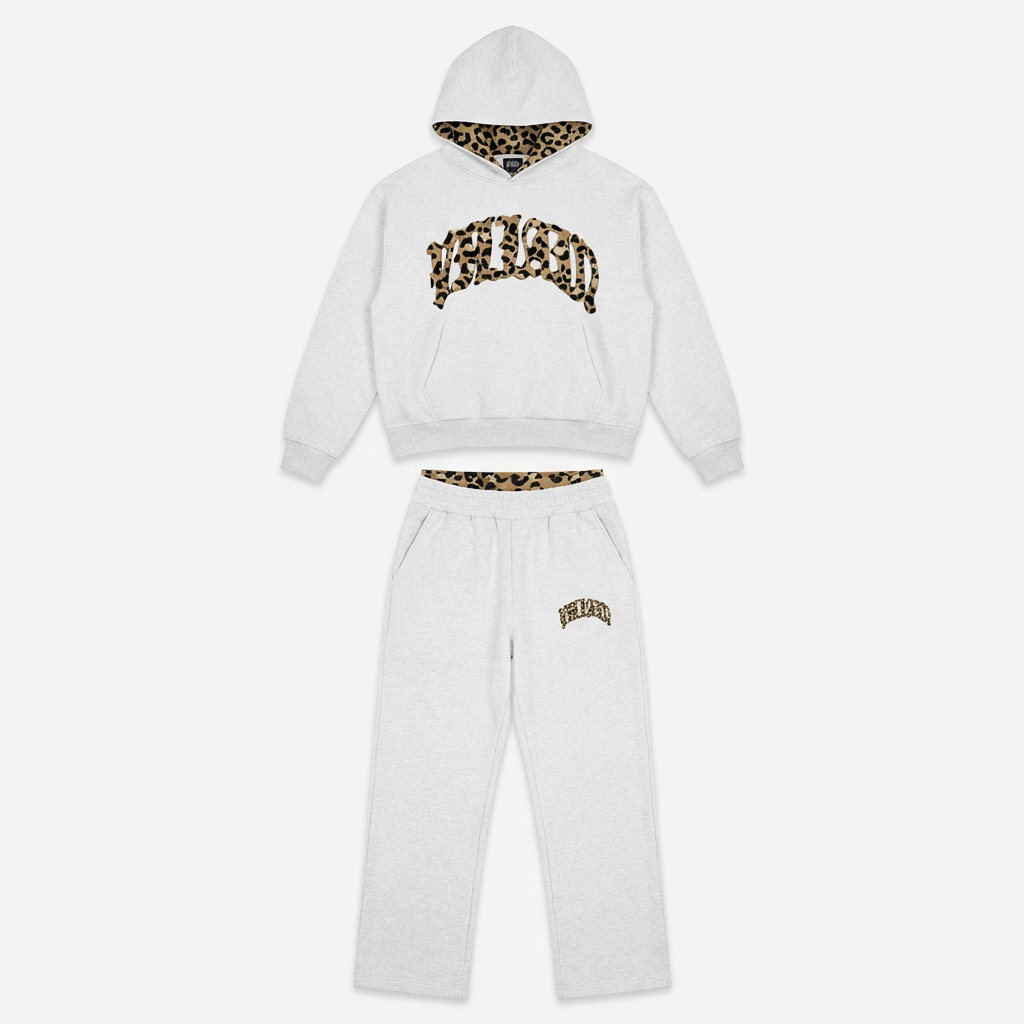 Leopard Jogginganzug Damen Hoodie Set Mit Leo Muster
