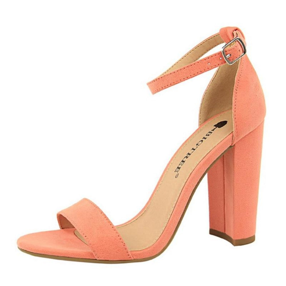 Hohe Pumps mit Blockabsatz und Schnalle DamenSchuhe
