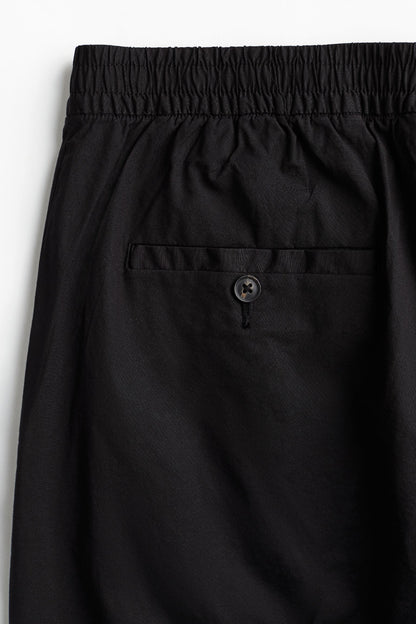 Herren-Chinohose Schwarz Kordelzug Slim Fit