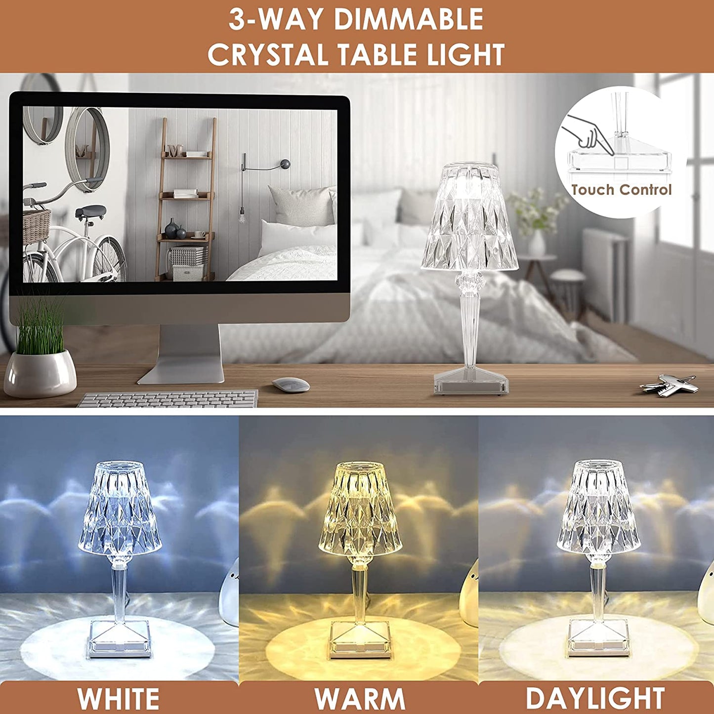 LED Tischlampe Diamantkristall Luxus Modern