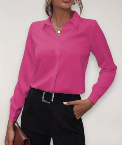 Damen Bluse Büro Frühjahr Blume Knopfleiste Modern
