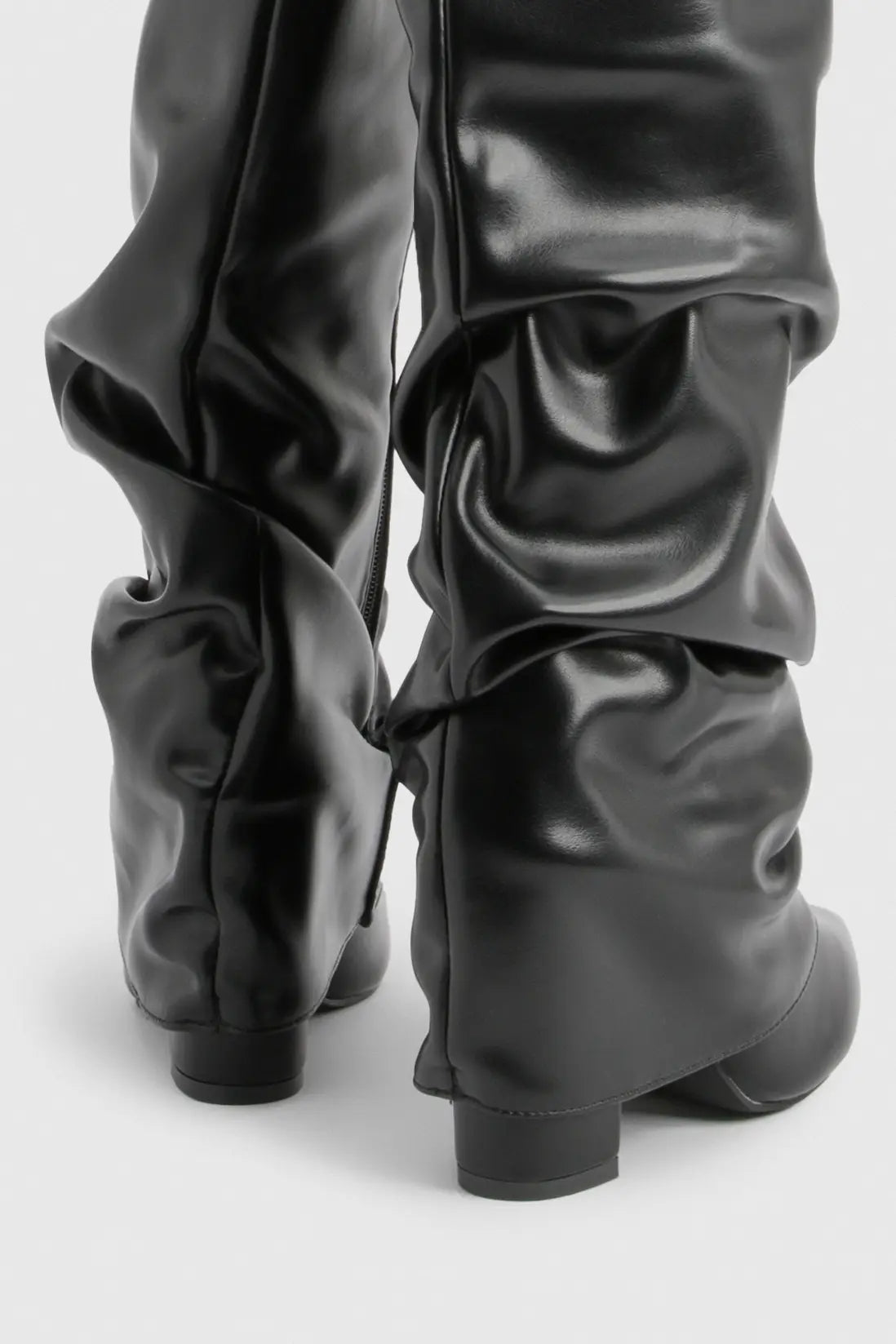 Faltstiefel Damen Niedriger Absatz Spitze Zehen