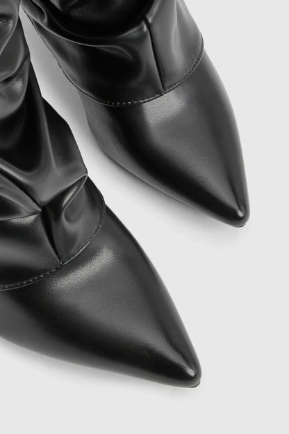 Faltstiefel Damen Niedriger Absatz Spitze Zehen