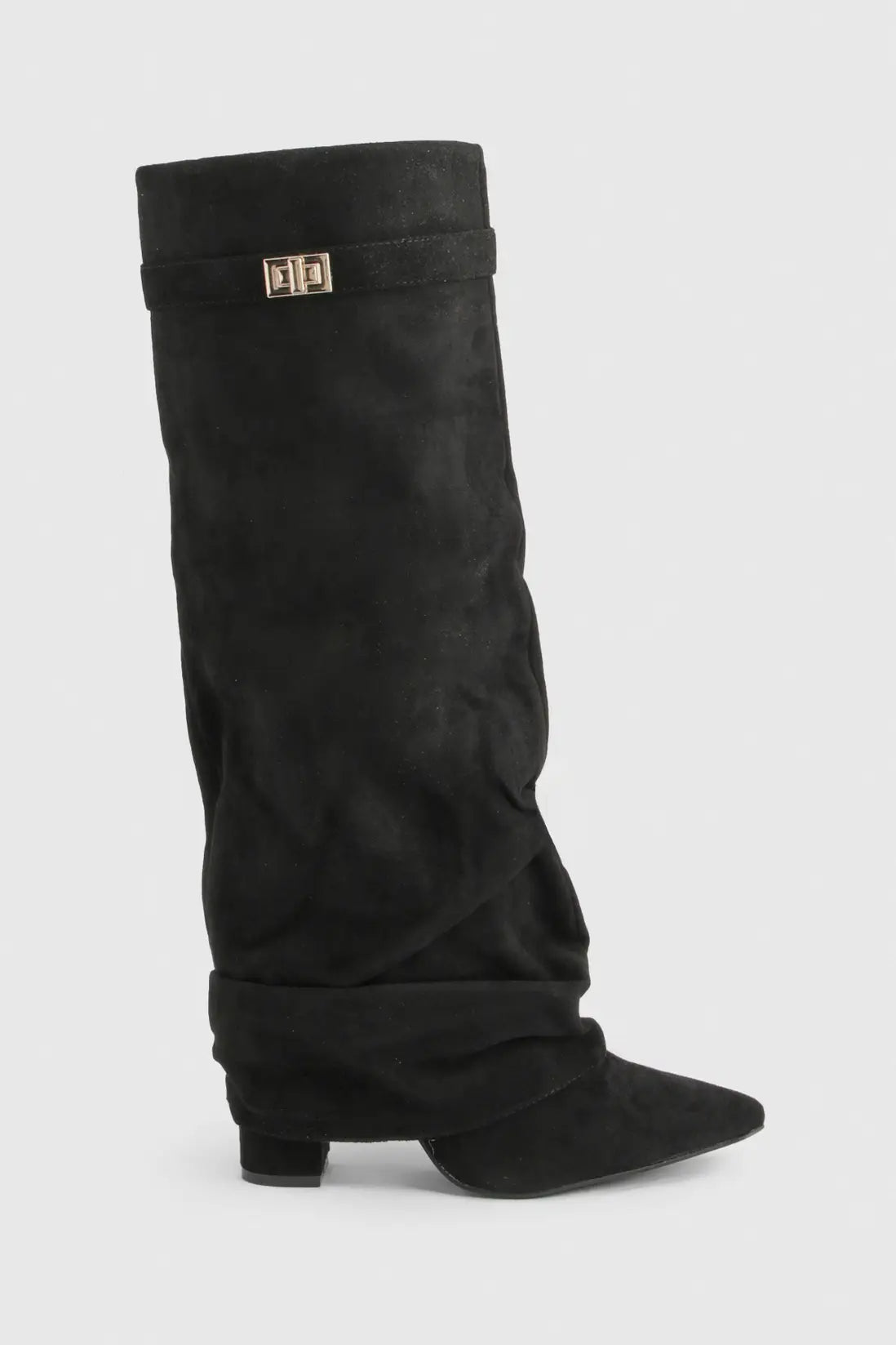 Faltstiefel Damen Niedriger Absatz Spitze Zehen