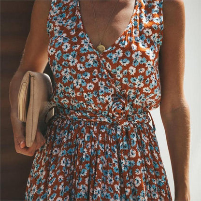 Sommerkleid Ärmellos Maxikleid Blumenprint Elegant