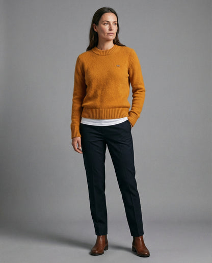 Weiche Damen Strickpullover Oversize Rundhals Winter Orange