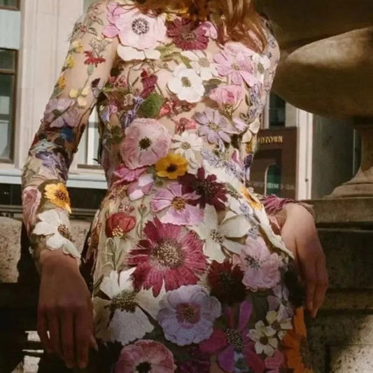 Kleid Minikleid Floral Durchscheinend Damen Partykleid - BerlinGlamour