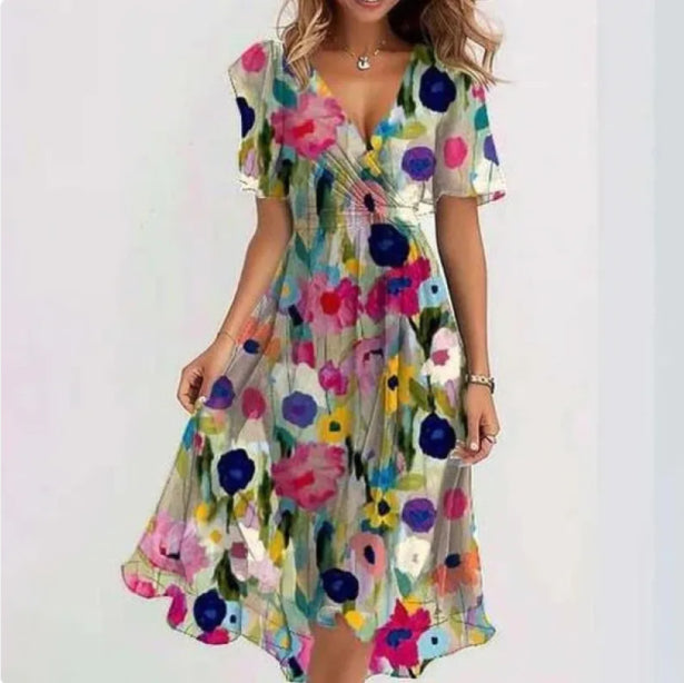 Elegantes Damenkleid V-Ausschnitt Abendkleid Schwarz