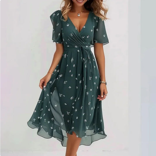 Elegantes Damenkleid V-Ausschnitt Abendkleid Schwarz - BerlinGlamour