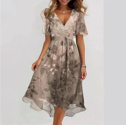 Frauen Kleid V-Ausschnitt Elegant Sommer