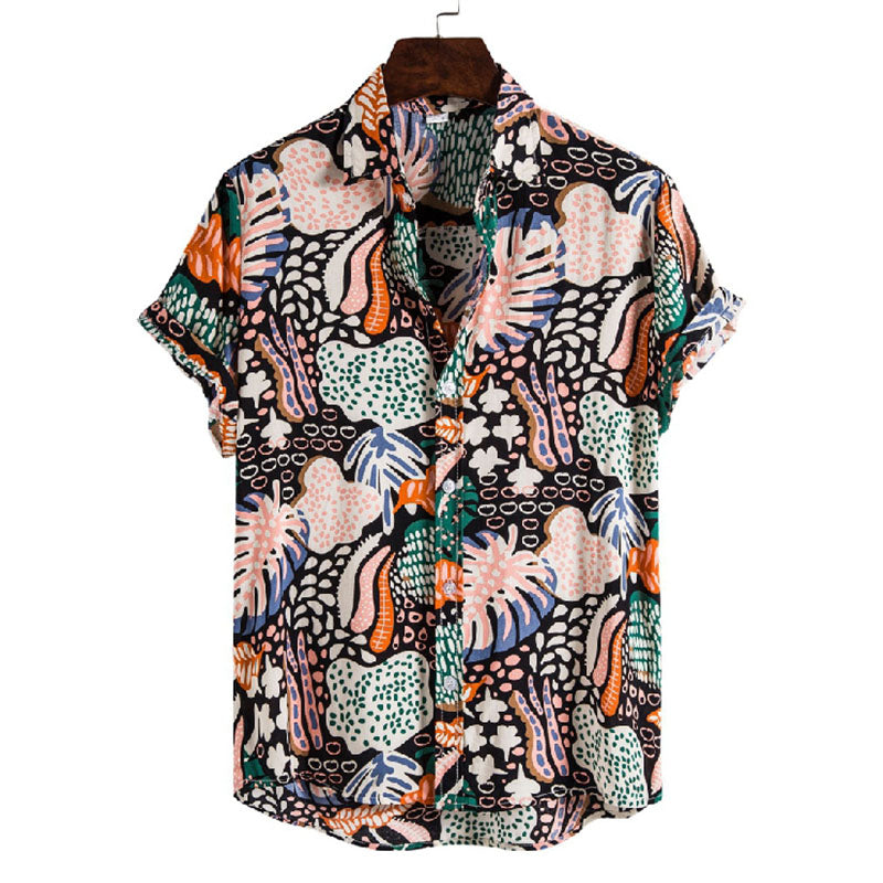 Herren Kurzarmhemd Baumwolle Vintage Druck Modern - BerlinGlamour